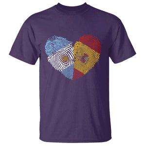 Argentina Spain Flag Mixed Roots Fingerprint Heart Graphic T Shirt Argentine Spanish Dual Heritage Hispanic Pride Match Day