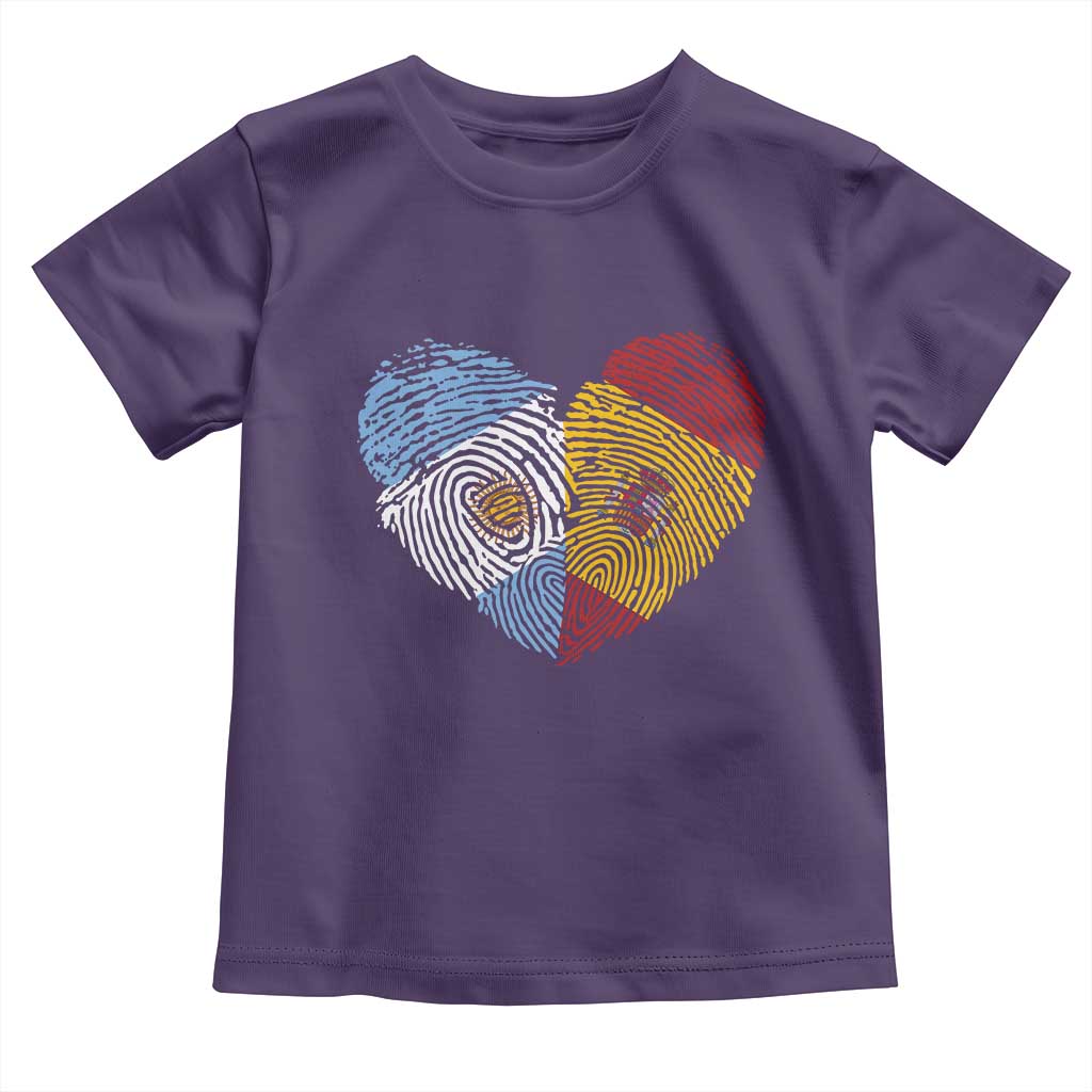 Argentina Spain Flag Mixed Roots Fingerprint Heart Graphic Toddler T Shirt Argentine Spanish Dual Heritage Hispanic Pride Match Day TS02 Purple Print Your Wear