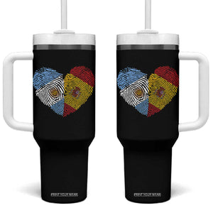 Argentina Spain Flag Mixed Roots Fingerprint Heart Graphic Tumbler With Handle Argentine Spanish Dual Heritage Hispanic Pride Match Day TS02 One Size: 40 oz Black Print Your Wear