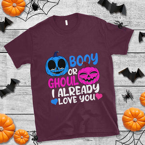Halloween Gender Reveal T Shirt Boy Or Girl I Already Love You Blue Or Pink Cute Pumpkin Baby Shower TS02 Maroon Print Your Wear