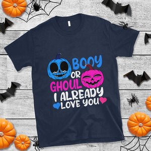 Halloween Gender Reveal T Shirt Boy Or Girl I Already Love You Blue Or Pink Cute Pumpkin Baby Shower TS02 Navy Print Your Wear