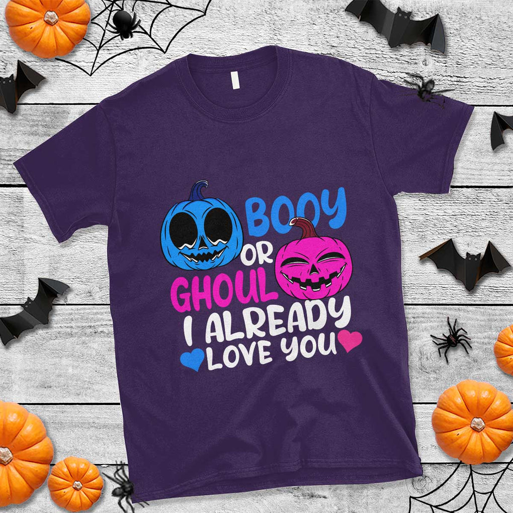 Halloween Gender Reveal T Shirt Boy Or Girl I Already Love You Blue Or Pink Cute Pumpkin Baby Shower TS02 Purple Print Your Wear