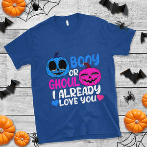 Halloween Gender Reveal T Shirt Boy Or Girl I Already Love You Blue Or Pink Cute Pumpkin Baby Shower TS02 Royal Blue Print Your Wear