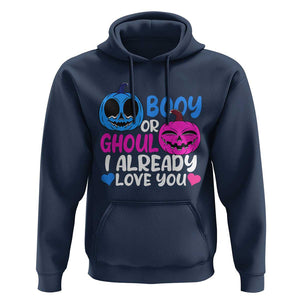 Halloween Gender Reveal Hoodie Boy Or Girl I Already Love You Blue Or Pink Cute Pumpkin Baby Shower TS02 Navy Print Your Wear