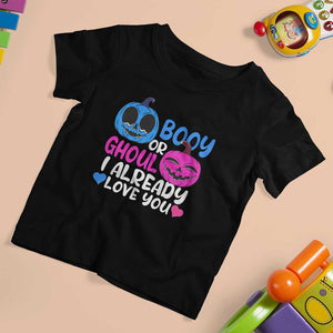 Halloween Gender Reveal T Shirt For Kid Boy Or Girl I Already Love You Blue Or Pink Cute Pumpkin Baby Shower TS02 Black Print Your Wear