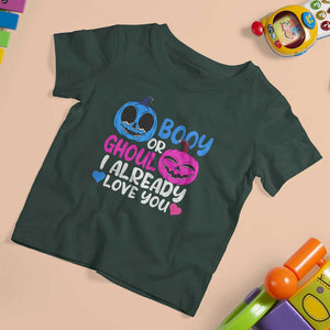 Halloween Gender Reveal T Shirt For Kid Boy Or Girl I Already Love You Blue Or Pink Cute Pumpkin Baby Shower TS02 Dark Forest Green Print Your Wear