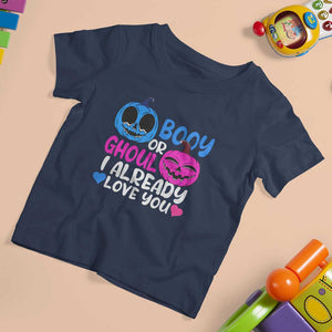 Halloween Gender Reveal T Shirt For Kid Boy Or Girl I Already Love You Blue Or Pink Cute Pumpkin Baby Shower TS02 Navy Print Your Wear