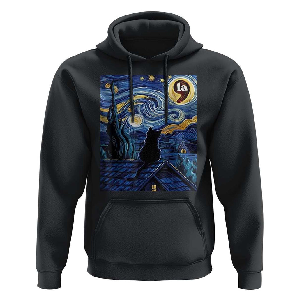 Starry Night Halloween Black Cat Hoodie Comma La I'm With Her Kamala 2024 TS02 Black Print Your Wear