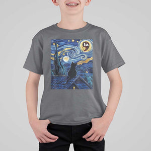 Starry Night Halloween Black Cat T Shirt For Kid Comma La I'm With Her Kamala 2024 TS02 Charcoal Print Your Wear