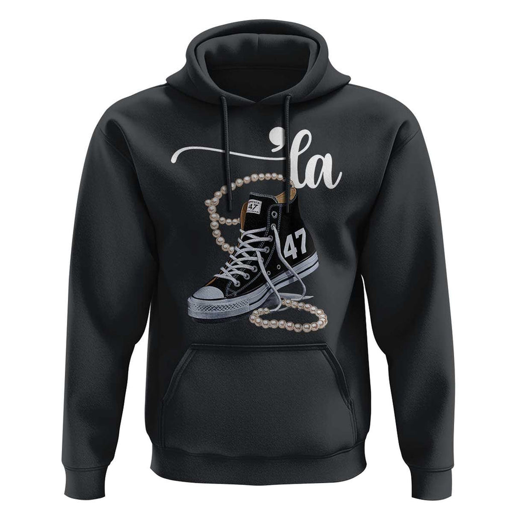 Kamala 2024 Hoodie Harris Comma La 47 Chuck And Pearls TS02 Black Print Your Wear