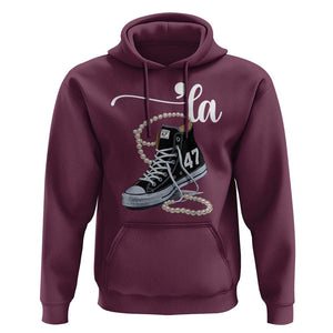 Kamala 2024 Hoodie Harris Comma La 47 Chuck And Pearls TS02 Maroon Print Your Wear