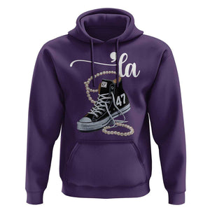 Kamala 2024 Hoodie Harris Comma La 47 Chuck And Pearls TS02 Purple Print Your Wear