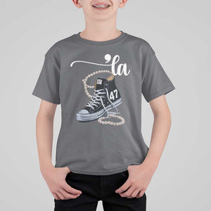 Kamala 2024 T Shirt For Kid Harris Comma La 47 Chuck And Pearls TS02 Charcoal Print Your Wear