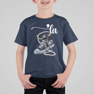 Kamala 2024 T Shirt For Kid Harris Comma La 47 Chuck And Pearls TS02 Navy Print Your Wear