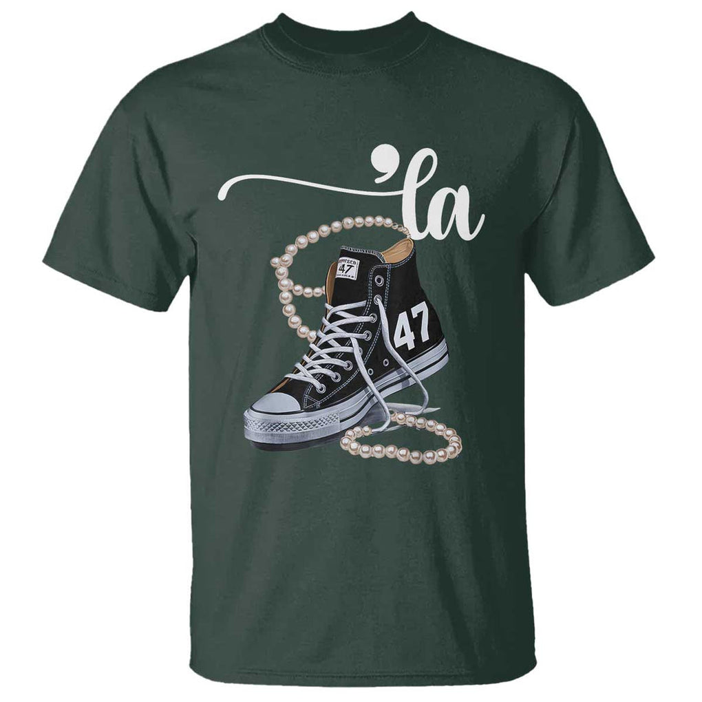 Kamala 2024 T Shirt Harris Comma La 47 Chuck And Pearls TS02 Dark Forest Green Print Your Wear