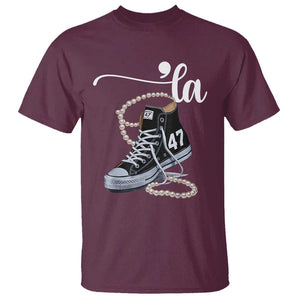 Kamala 2024 T Shirt Harris Comma La 47 Chuck And Pearls TS02 Maroon Print Your Wear