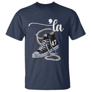 Kamala 2024 T Shirt Harris Comma La 47 Chuck And Pearls TS02 Navy Print Your Wear