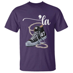 Kamala 2024 T Shirt Harris Comma La 47 Chuck And Pearls TS02 Purple Print Your Wear
