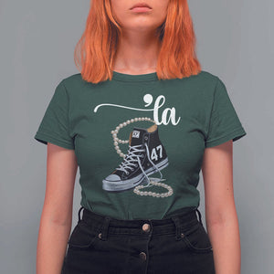Kamala 2024 T Shirt For Women Harris Comma La 47 Chuck And Pearls TS02 Dark Forest Green Print Your Wear