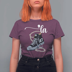 Kamala 2024 T Shirt For Women Harris Comma La 47 Chuck And Pearls TS02 Maroon Print Your Wear