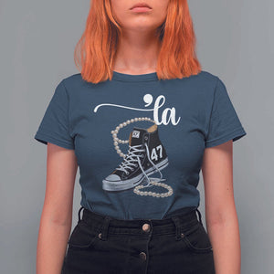 Kamala 2024 T Shirt For Women Harris Comma La 47 Chuck And Pearls TS02 Navy Print Your Wear