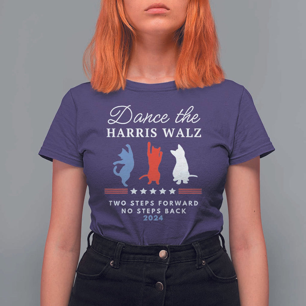 Dance The Harris Walz 2024 T Shirt For Women Two Steps Forward No Steps Back TS02 Purple Print Your Wear