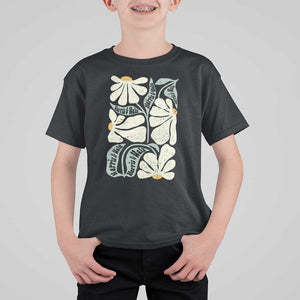 Harris Walz 2024 T Shirt For Kid Kamala Tim For Brighter Tomorrow Retro Groovy Flower TS02 Black Print Your Wear