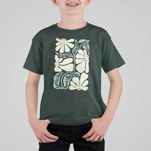 Harris Walz 2024 T Shirt For Kid Kamala Tim For Brighter Tomorrow Retro Groovy Flower TS02 Dark Forest Green Print Your Wear