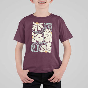 Harris Walz 2024 T Shirt For Kid Kamala Tim For Brighter Tomorrow Retro Groovy Flower TS02 Maroon Print Your Wear