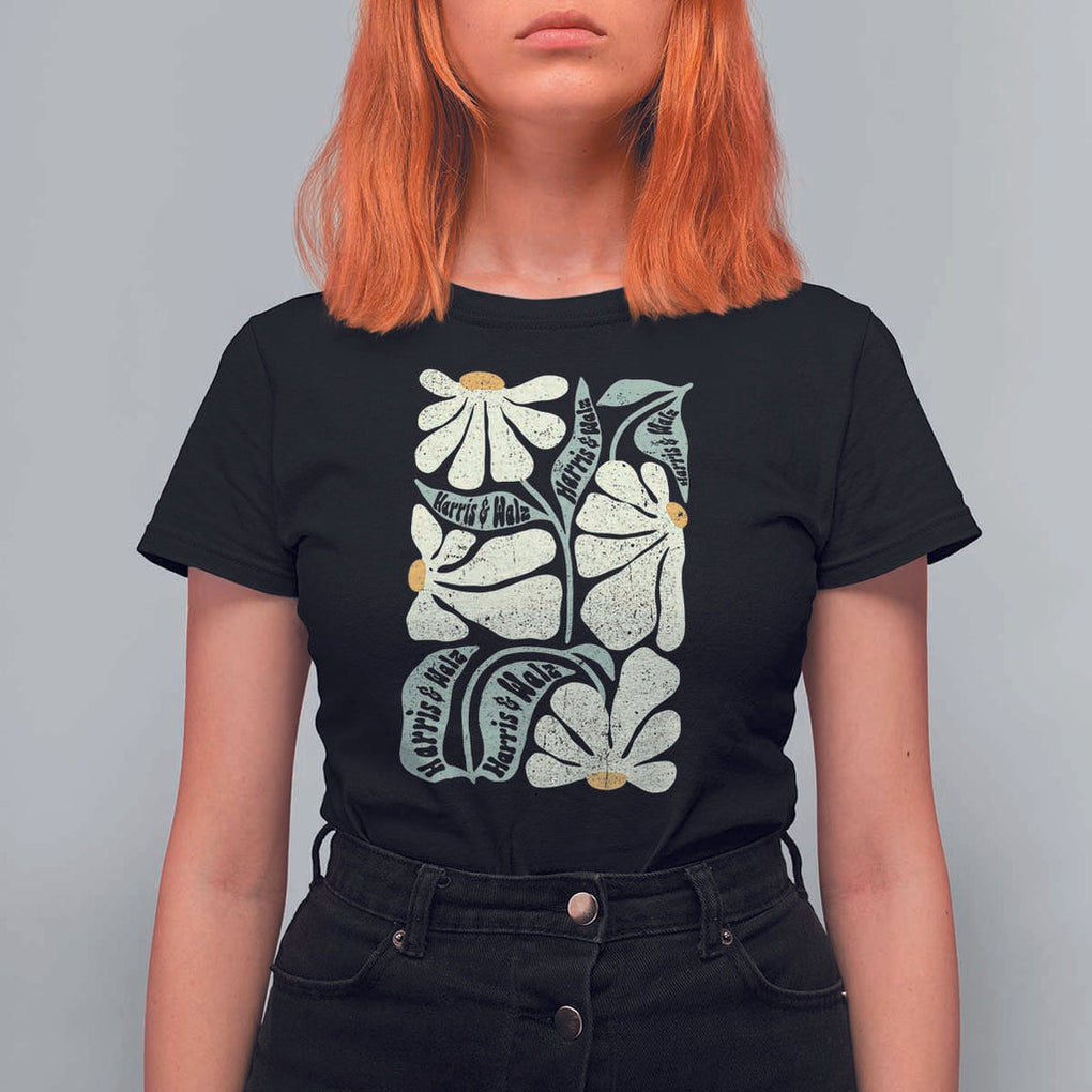 Harris Walz 2024 T Shirt For Women Kamala Tim For Brighter Tomorrow Retro Groovy Flower TS02 Black Print Your Wear