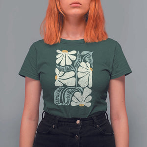 Harris Walz 2024 T Shirt For Women Kamala Tim For Brighter Tomorrow Retro Groovy Flower TS02 Dark Forest Green Print Your Wear