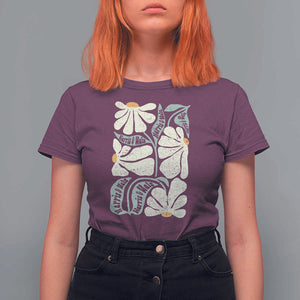 Harris Walz 2024 T Shirt For Women Kamala Tim For Brighter Tomorrow Retro Groovy Flower TS02 Maroon Print Your Wear