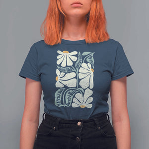 Harris Walz 2024 T Shirt For Women Kamala Tim For Brighter Tomorrow Retro Groovy Flower TS02 Navy Print Your Wear