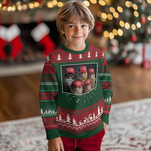 Trump Debate 2024 Ugly Christmas Sweater Make Cats Safe Again Funny Cat In Red Hat TS02 Christmas Print Your Wear