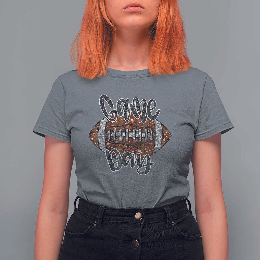 American Football Game Day T Shirt For Women Rugby Season TS02 Charcoal Print Your Wear