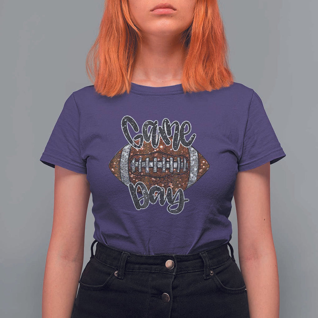 American Football Game Day T Shirt For Women Rugby Season TS02 Purple Print Your Wear