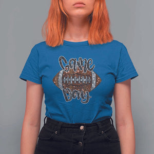 American Football Game Day T Shirt For Women Rugby Season TS02 Royal Blue Print Your Wear