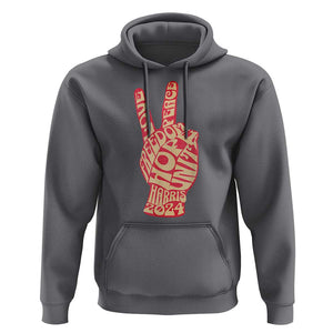Kamala Harris 2024 Hoodie Love Freedom Hope Unity Peace Sign Retro Vintage TS02 Charcoal Print Your Wear