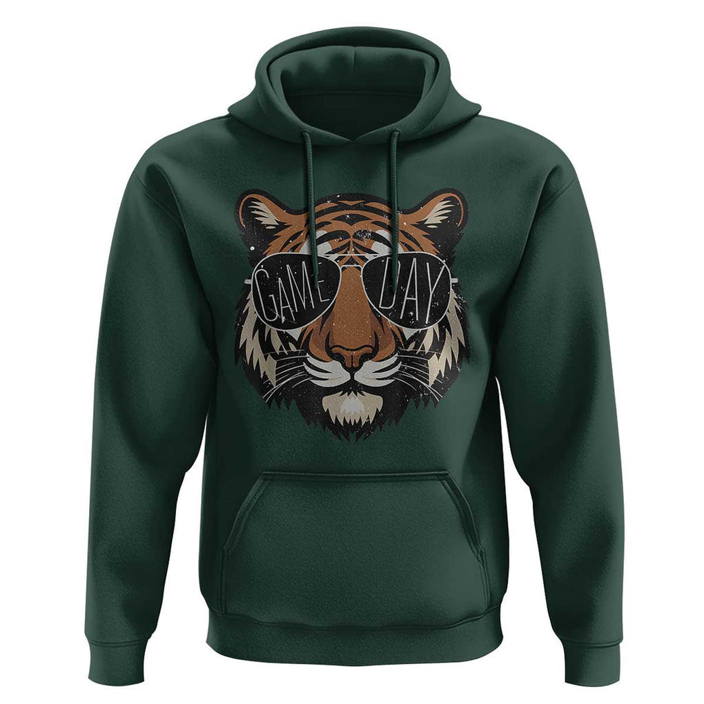 American Football Game Day Hoodie Touchdown Season Cool Tiger TS02 Dark Forest Green Print Your Wear