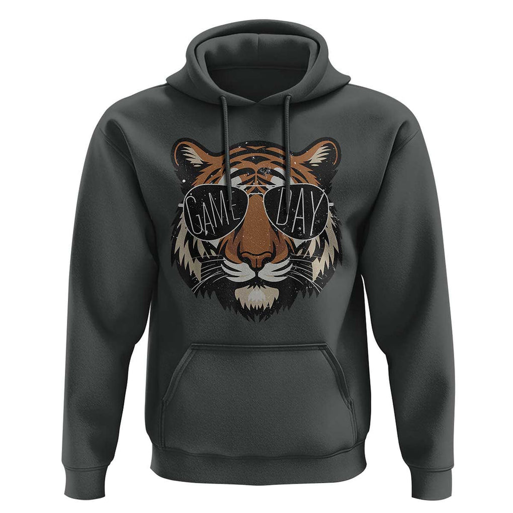 American Football Game Day Hoodie Touchdown Season Cool Tiger TS02 Dark Heather Print Your Wear