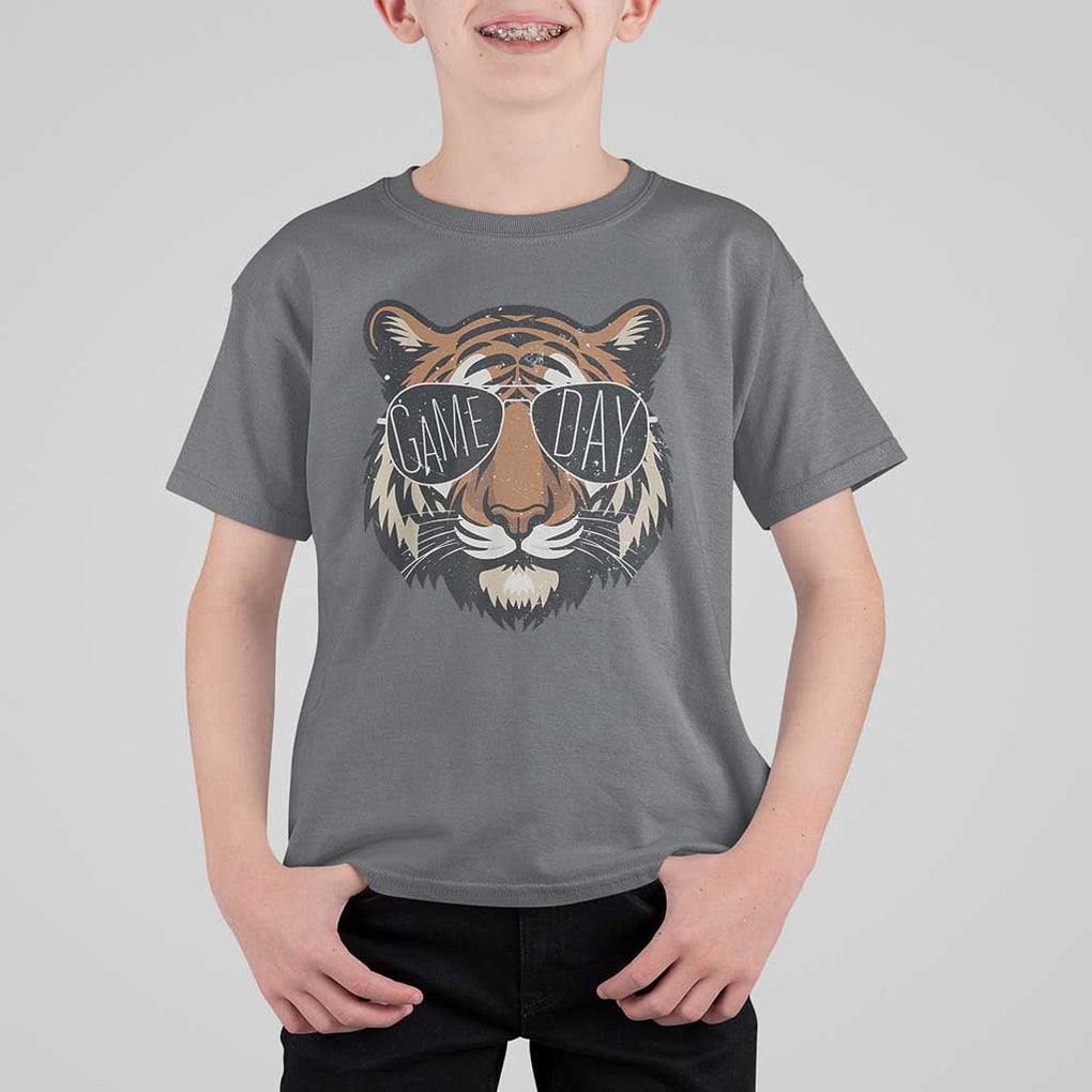 American Football Game Day T Shirt For Kid Touchdown Season Cool Tiger TS02 Charcoal Print Your Wear
