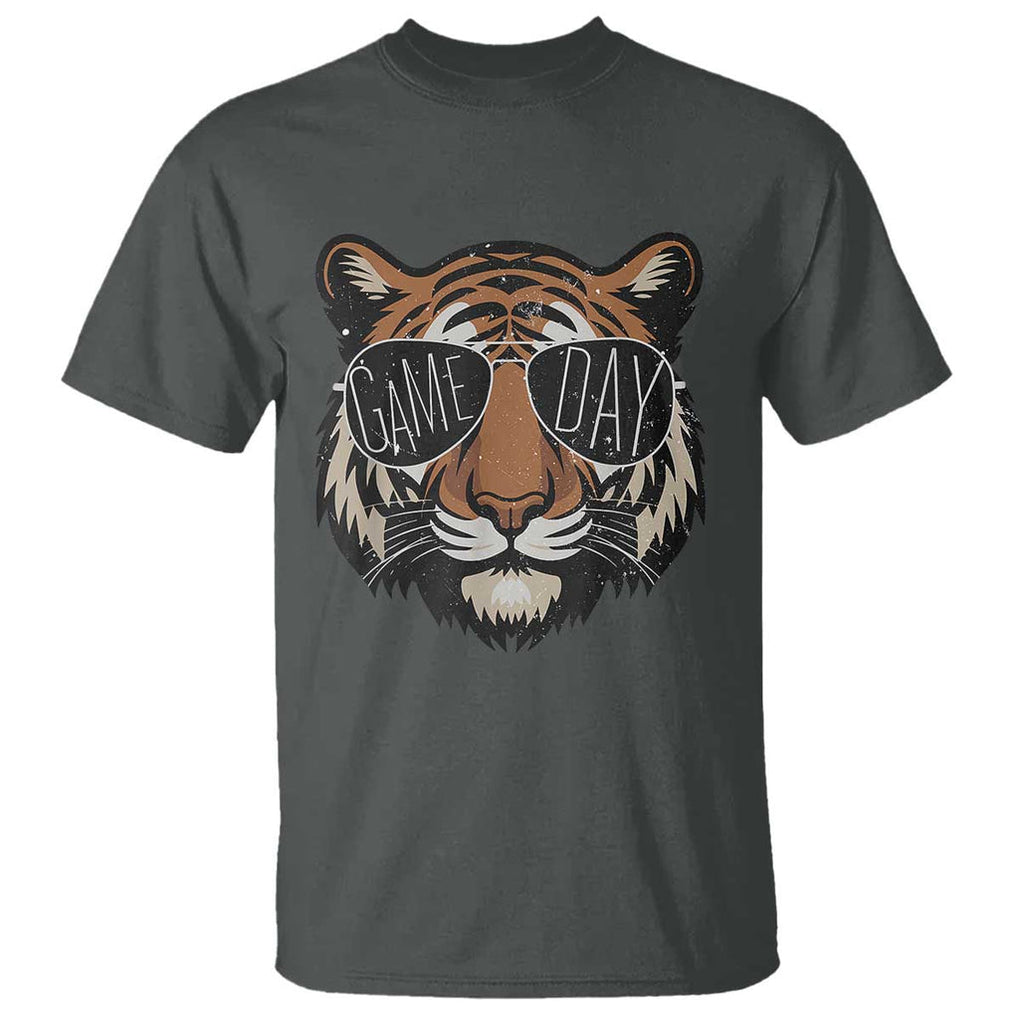 American Football Game Day T Shirt Touchdown Season Cool Tiger TS02 Dark Heather Print Your Wear