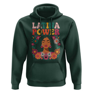 Latina Power Hoodie Floral Hispanic Heritage TS02 Dark Forest Green Print Your Wear