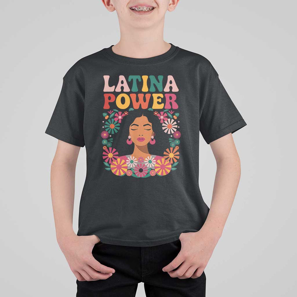 Latina Power T Shirt For Kid Floral Hispanic Heritage TS02 Black Print Your Wear