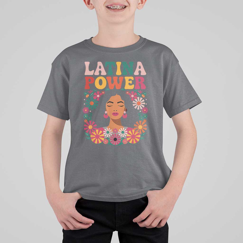 Latina Power T Shirt For Kid Floral Hispanic Heritage TS02 Charcoal Print Your Wear
