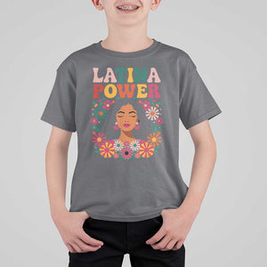 Latina Power T Shirt For Kid Floral Hispanic Heritage TS02 Charcoal Print Your Wear