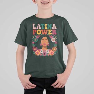 Latina Power T Shirt For Kid Floral Hispanic Heritage TS02 Dark Forest Green Print Your Wear