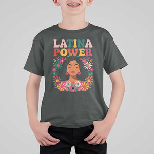Latina Power T Shirt For Kid Floral Hispanic Heritage TS02 Dark Heather Print Your Wear