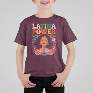 Latina Power T Shirt For Kid Floral Hispanic Heritage TS02 Maroon Print Your Wear