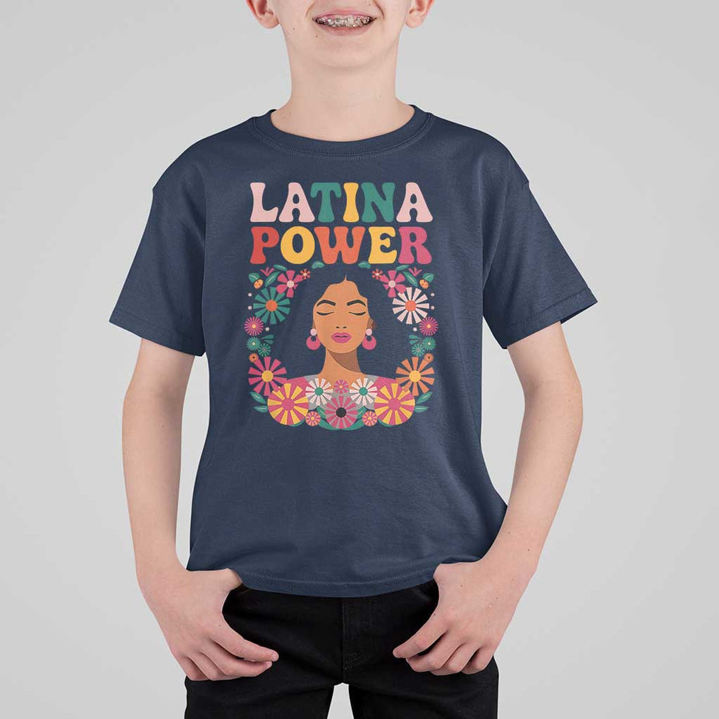 Latina Power T Shirt For Kid Floral Hispanic Heritage TS02 Navy Print Your Wear